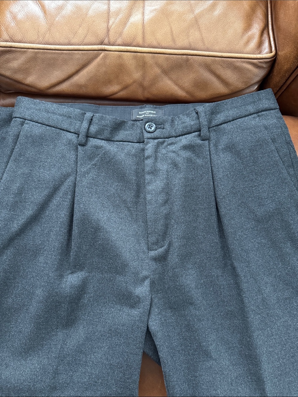 Banana Republic Men's Charcoal Pleated Dress Pants.